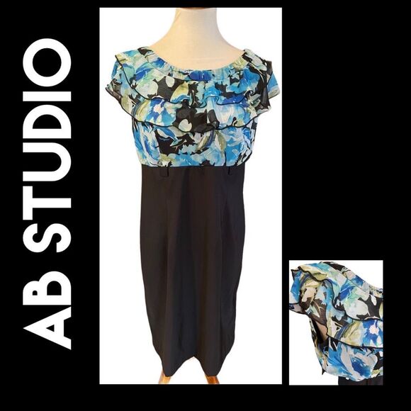 AB Studio Multi-Color Floral Design Dress Size 12-EUC - Picture 1 of 10